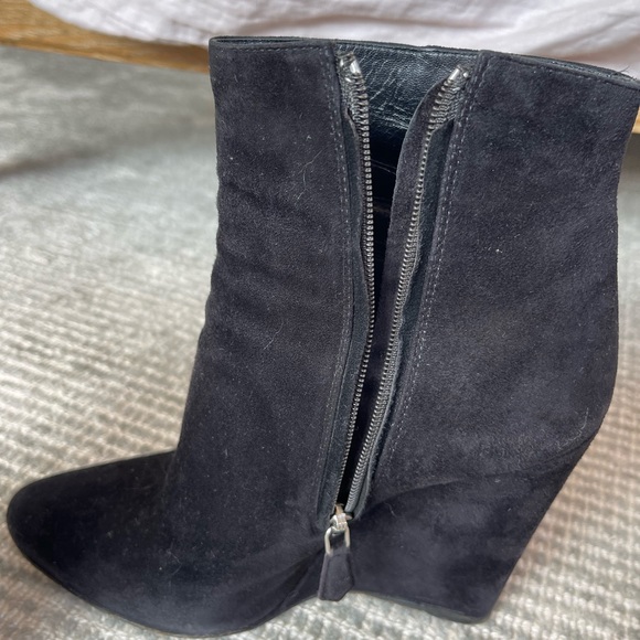 Prada Black Suede Wedge Heel Ankle Boot - Picture 7 of 9